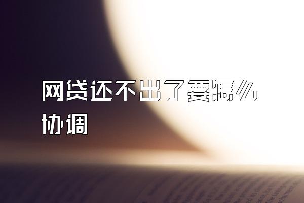 网贷还不出了要怎么协调