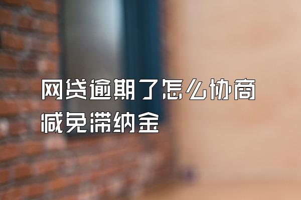 网贷逾期了怎么协商减免滞纳金