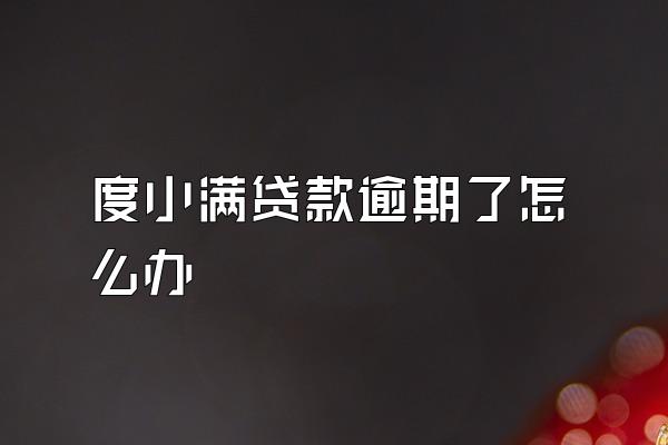 度小满贷款逾期了怎么办