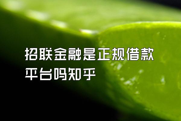 招联金融是正规借款平台吗知乎