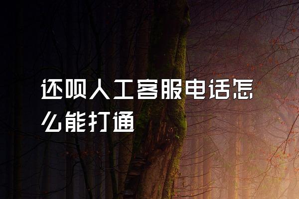 还呗人工客服电话怎么能打通