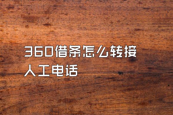 360借条怎么转接人工电话