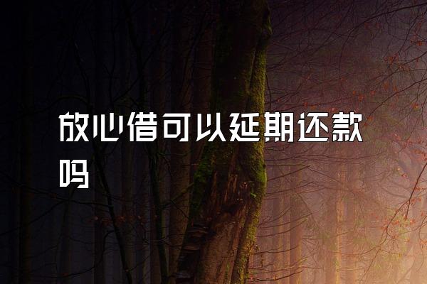 放心借可以延期还款吗