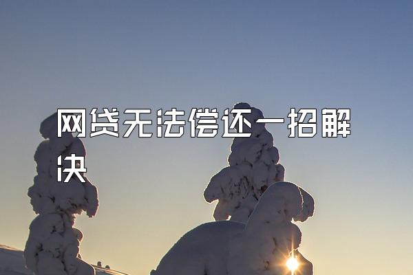 网贷无法偿还一招解决