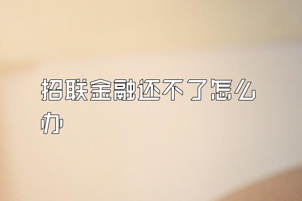 招联金融还不了怎么办