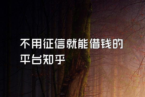 不用征信就能借钱的平台知乎