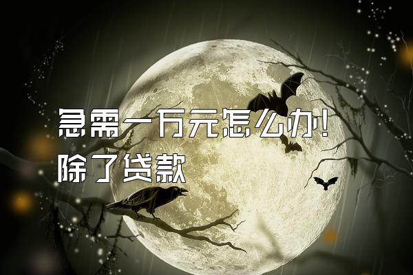 急需一万元怎么办!除了贷款