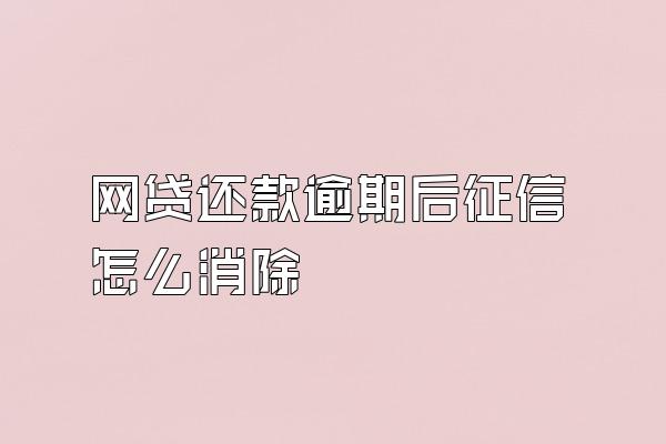 网贷还款逾期后征信怎么消除