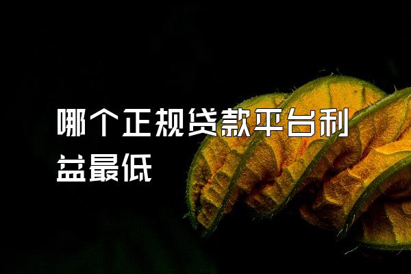哪个正规贷款平台利益最低