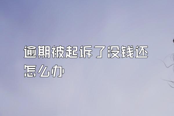 逾期被起诉了没钱还怎么办