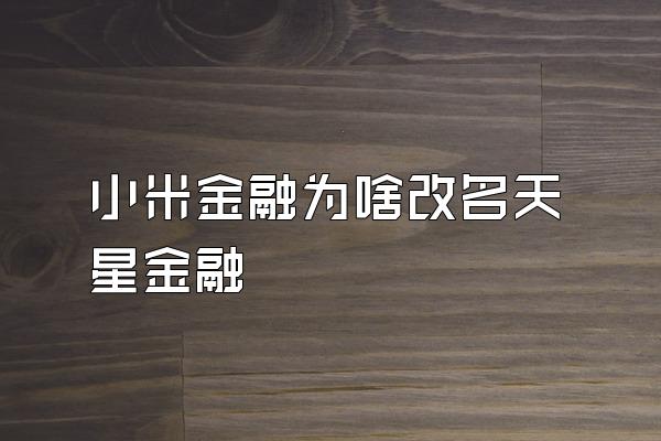 小米金融为啥改名天星金融