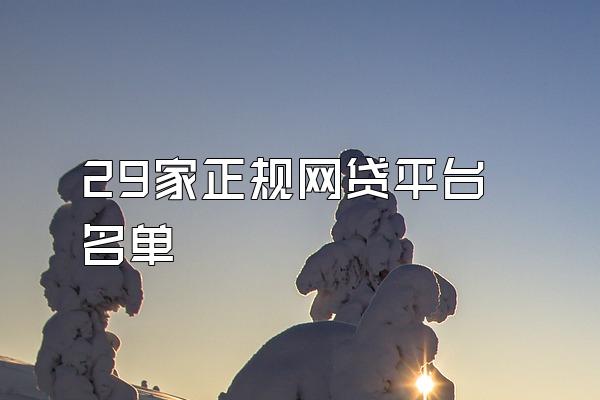 29家正规网贷平台名单