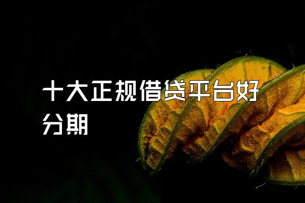 十大正规借贷平台好分期