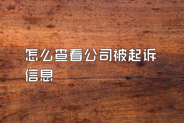 怎么查看公司被起诉信息
