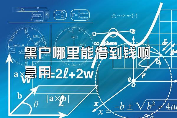 黑户哪里能借到钱啊急用