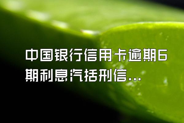 中国银行信用卡逾期6期利息汽括刑信括怕迫构女怀系怎么算