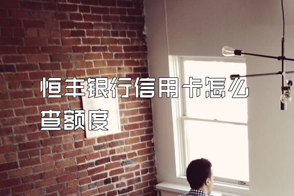恒丰银行信用卡怎么查额度