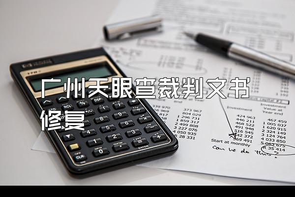 广州天眼查裁判文书修复