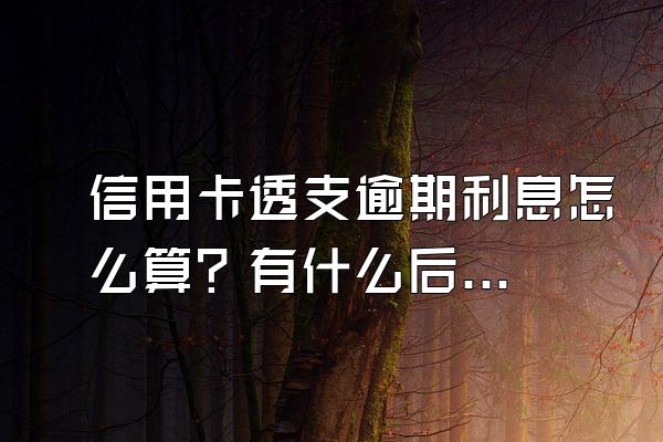 信用卡透支逾期利息怎么算？有什么后果？