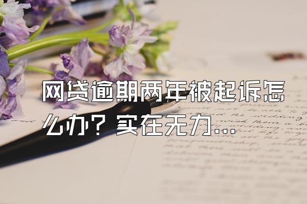 网贷逾期两年被起诉怎么办？实在无力偿还怎么办？