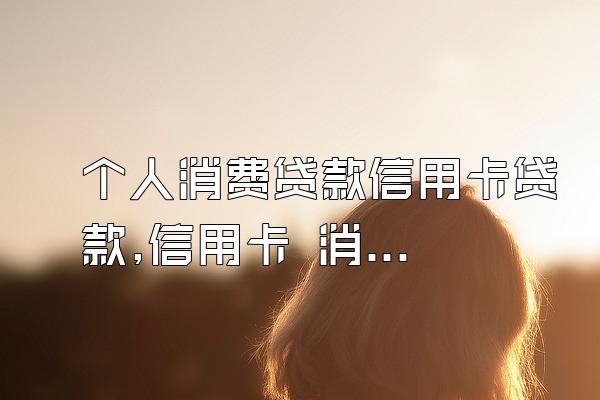 个人消费贷款信用卡贷款,信用卡 消费贷