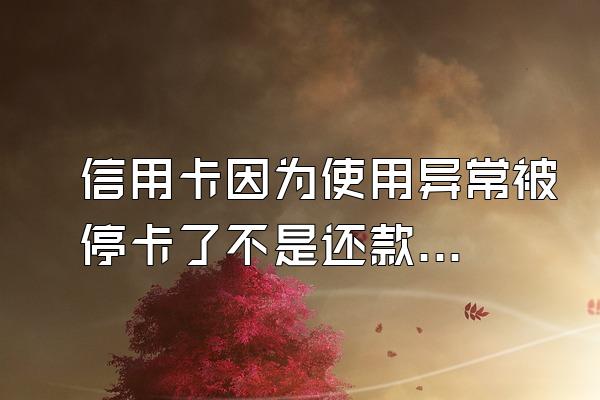 信用卡因为使用异常被停卡了不是还款问题,怎么恢复正常?