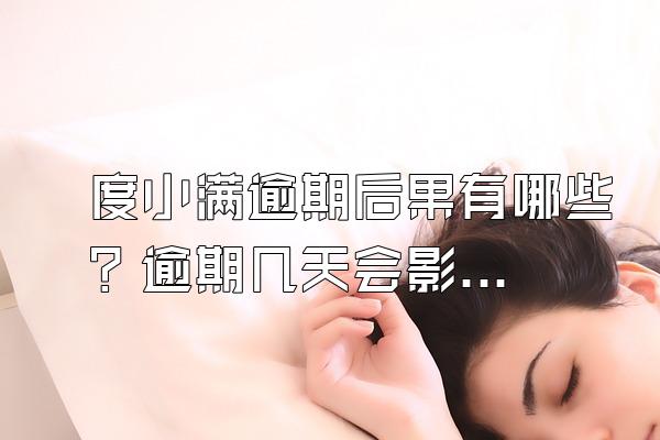 度小满逾期后果有哪些？逾期几天会影响买房？