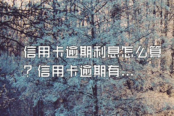 信用卡逾期利息怎么算？信用卡逾期有什么危害？