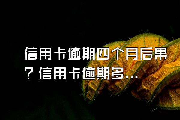 信用卡逾期四个月后果？信用卡逾期多久会被起诉？