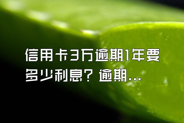 信用卡3万逾期1年要多少利息？逾期还不起怎么办？