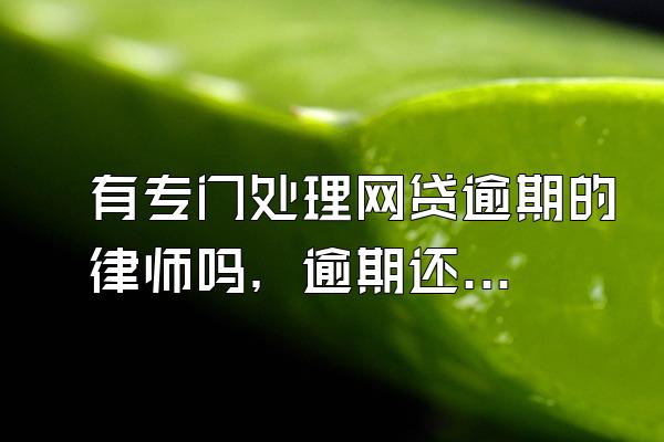 有专门处理网贷逾期的律师吗，逾期还不上怎么办？