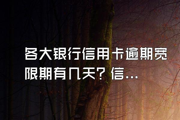 各大银行信用卡逾期宽限期有几天？信用卡逾期利息会一直增加吗？