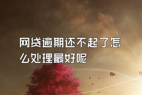 网贷逾期还不起了怎么处理最好呢