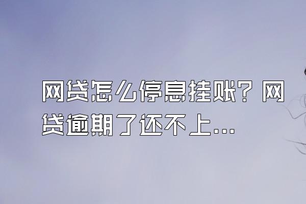 网贷怎么停息挂账？网贷逾期了还不上怎么办？