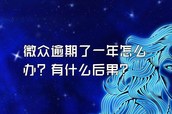 微众逾期了一年怎么办？有什么后果？