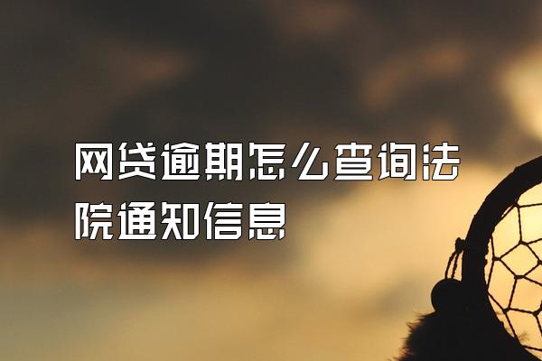 网贷逾期怎么查询法院通知信息