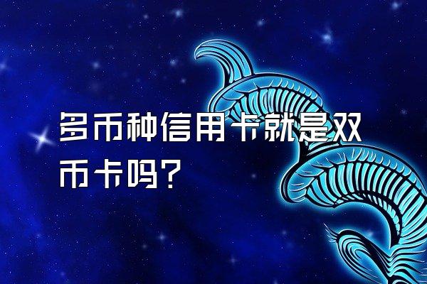 多币种信用卡就是双币卡吗？