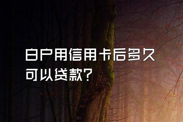 白户用信用卡后多久可以贷款？