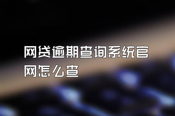 网贷逾期查询系统官网怎么查