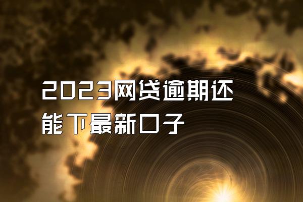 2023网贷逾期还能下最新口子