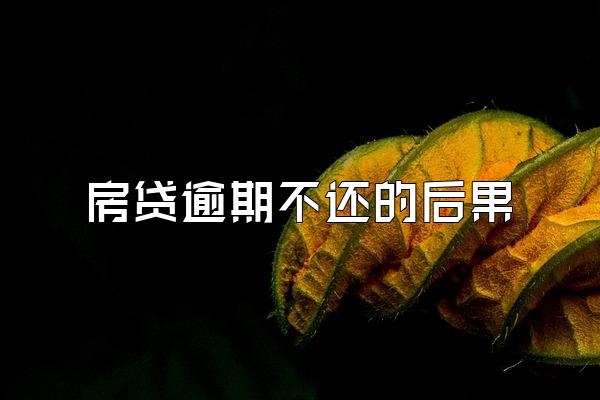 房贷逾期不还的后果
