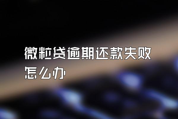 微粒贷逾期还款失败怎么办