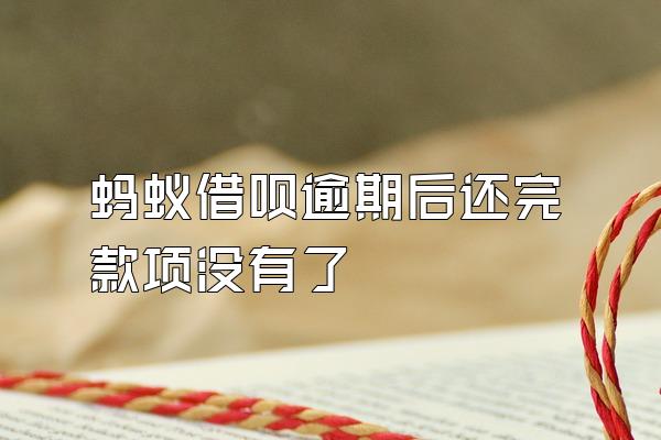蚂蚁借呗逾期后还完款项没有了