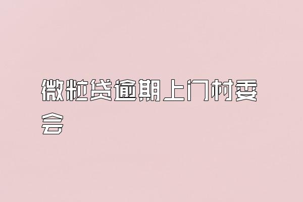 微粒贷逾期上门村委会