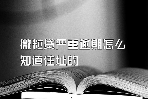 微粒贷严重逾期怎么知道住址的
