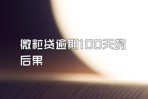 微粒贷逾期100天的后果