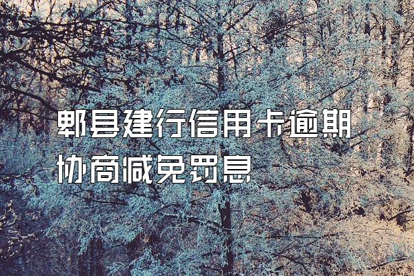 郫县建行信用卡逾期协商减免罚息