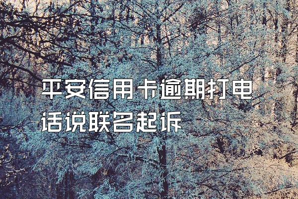 平安信用卡逾期打电话说联名起诉