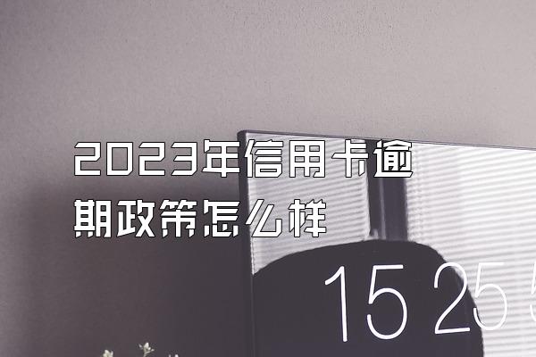 2023年信用卡逾期政策怎么样