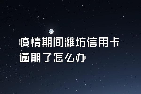 疫情期间潍坊信用卡逾期了怎么办